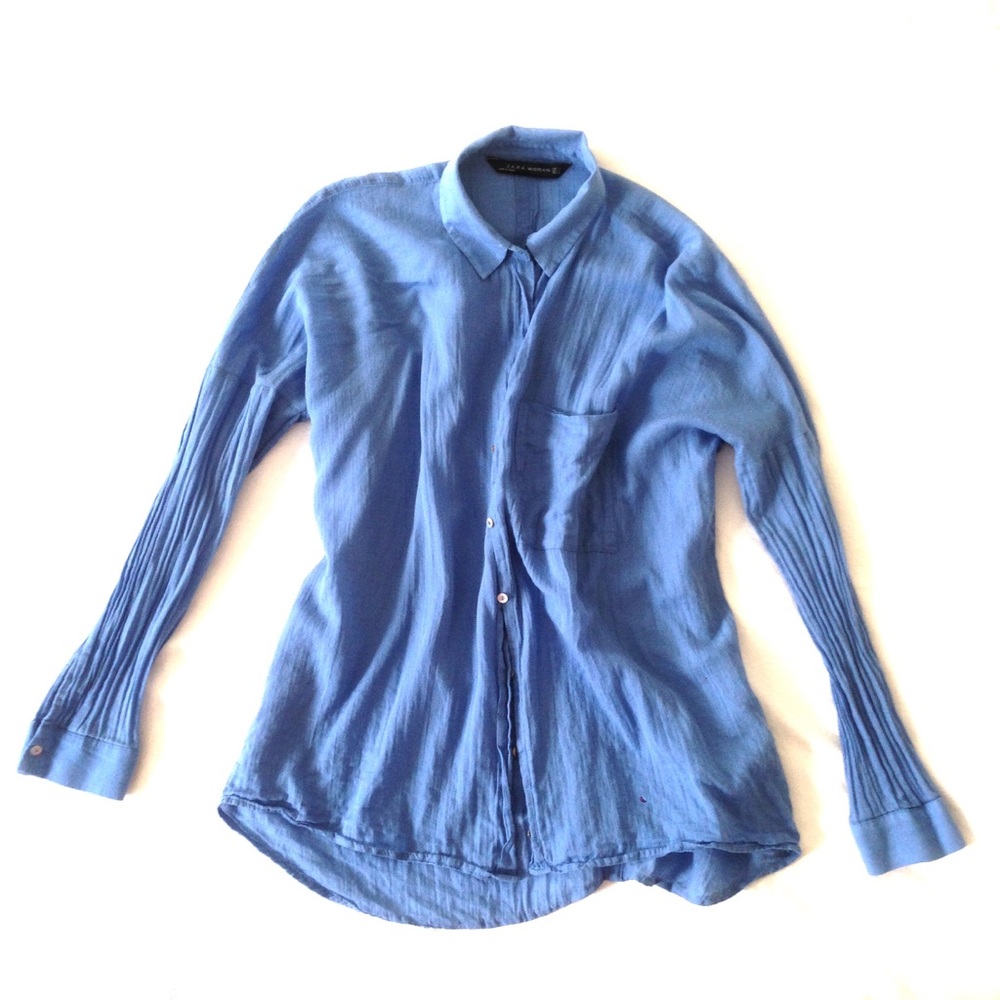 Zara • button down super light 100% cotton blouse